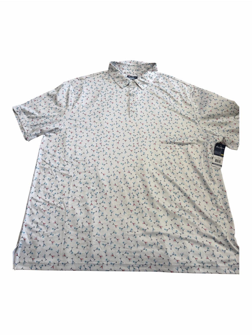 NWT Ben Hogan Golf Polo Shirt Martini All Over Print Size 2X UV Sun Protection